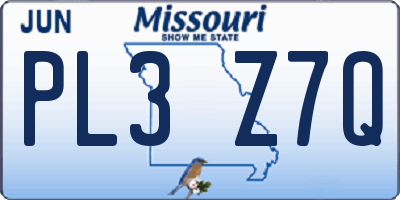 MO license plate PL3Z7Q