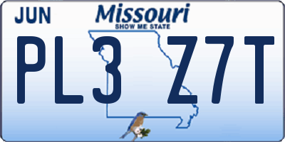 MO license plate PL3Z7T