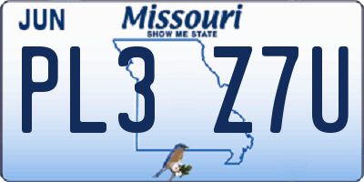 MO license plate PL3Z7U