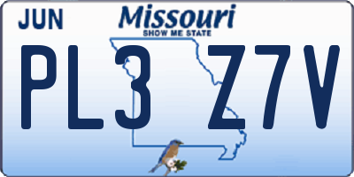 MO license plate PL3Z7V