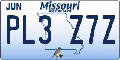 MO license plate PL3Z7Z