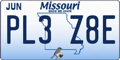 MO license plate PL3Z8E