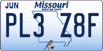 MO license plate PL3Z8F