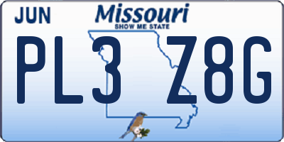 MO license plate PL3Z8G