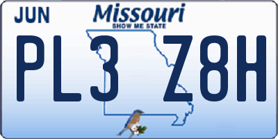 MO license plate PL3Z8H