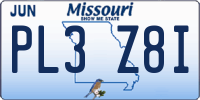 MO license plate PL3Z8I