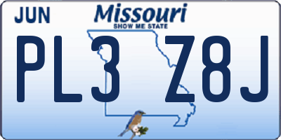 MO license plate PL3Z8J