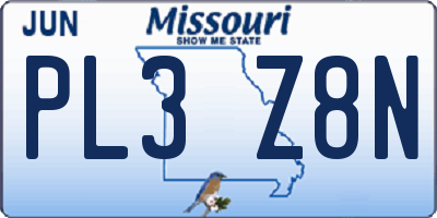 MO license plate PL3Z8N