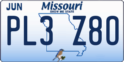 MO license plate PL3Z8O