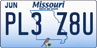MO license plate PL3Z8U