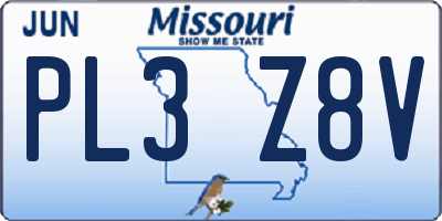 MO license plate PL3Z8V