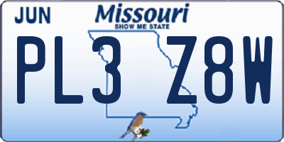 MO license plate PL3Z8W