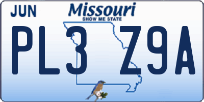 MO license plate PL3Z9A