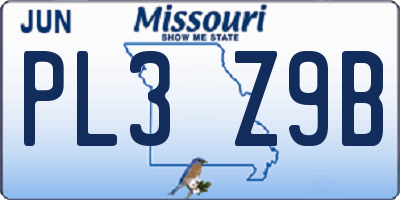 MO license plate PL3Z9B