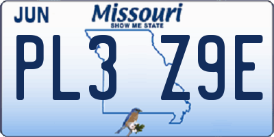 MO license plate PL3Z9E