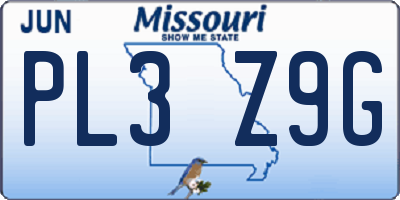 MO license plate PL3Z9G