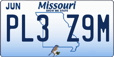 MO license plate PL3Z9M