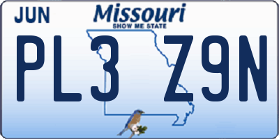 MO license plate PL3Z9N