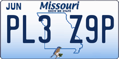 MO license plate PL3Z9P