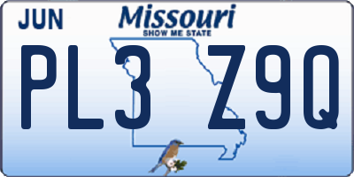 MO license plate PL3Z9Q