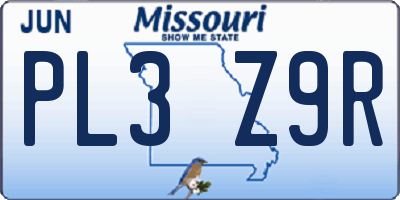 MO license plate PL3Z9R