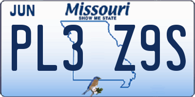 MO license plate PL3Z9S