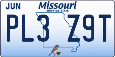 MO license plate PL3Z9T