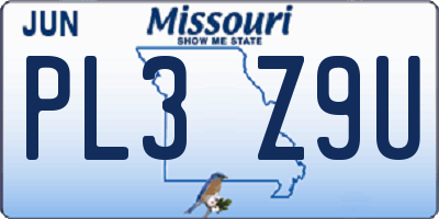 MO license plate PL3Z9U