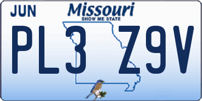 MO license plate PL3Z9V