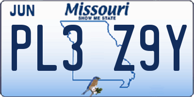 MO license plate PL3Z9Y