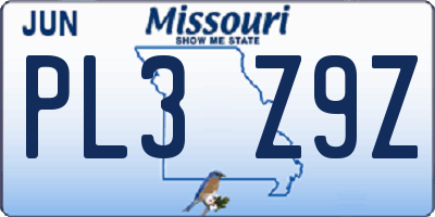 MO license plate PL3Z9Z