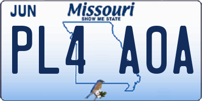 MO license plate PL4A0A