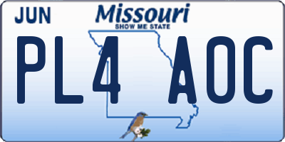 MO license plate PL4A0C