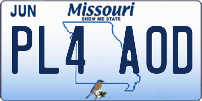 MO license plate PL4A0D
