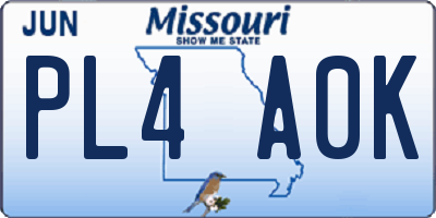 MO license plate PL4A0K