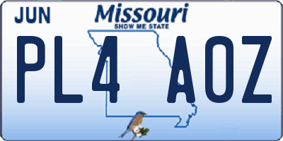 MO license plate PL4A0Z