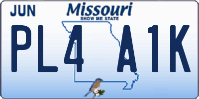 MO license plate PL4A1K