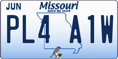 MO license plate PL4A1W