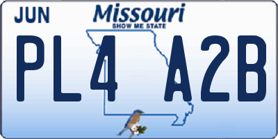 MO license plate PL4A2B
