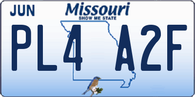 MO license plate PL4A2F