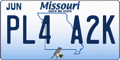 MO license plate PL4A2K