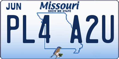 MO license plate PL4A2U