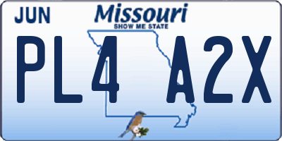 MO license plate PL4A2X