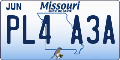 MO license plate PL4A3A