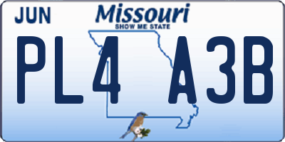MO license plate PL4A3B