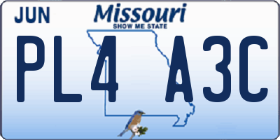 MO license plate PL4A3C