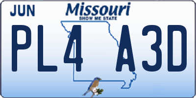 MO license plate PL4A3D