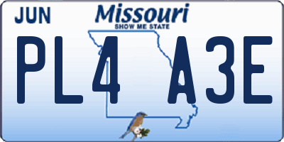 MO license plate PL4A3E
