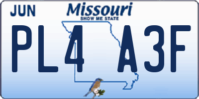 MO license plate PL4A3F