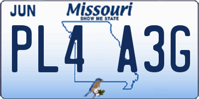 MO license plate PL4A3G